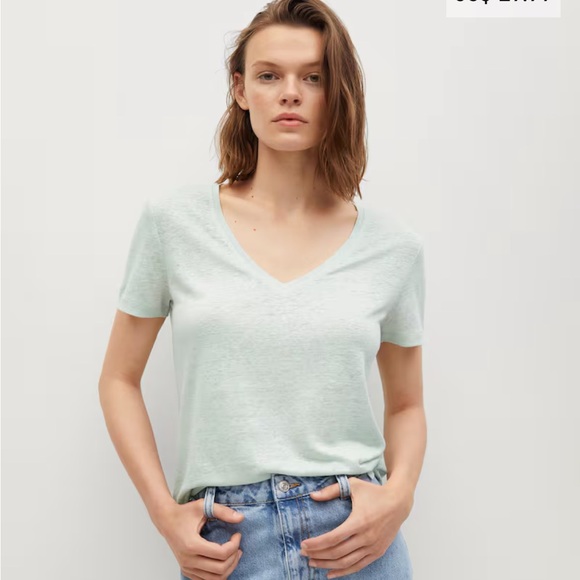 Mango Tops - NWT MANGO 100% linen t-shirt Women’s size Large